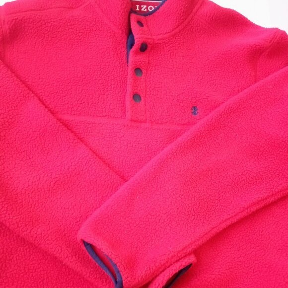 MEN'S IZOD SPORTSWEAR CASUAL FLEECE JACKET FOUR BUTTON RED BLUE TRIM SIZE  XL - Picture 3 of 6